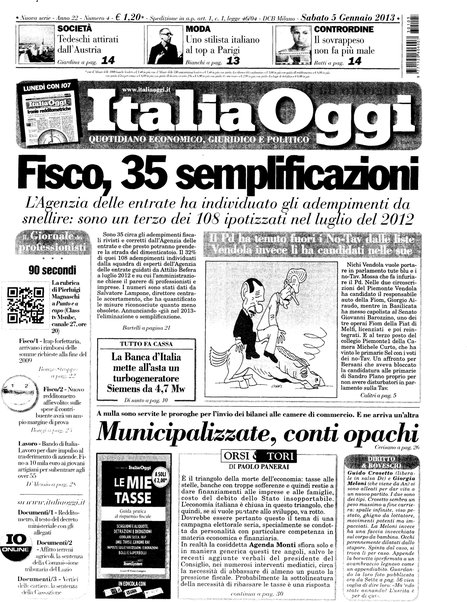 Italia oggi : quotidiano di economia finanza e politica